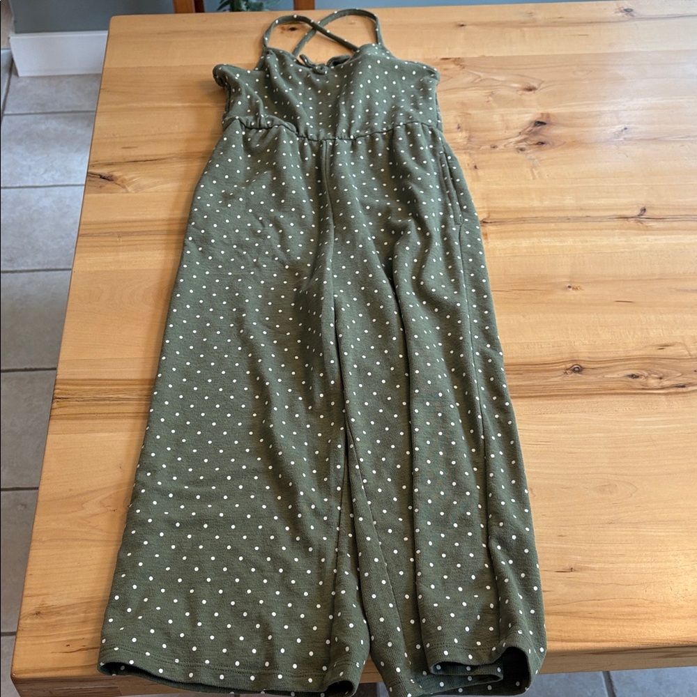 Old Navy Green and White Dotted Jumpsuit